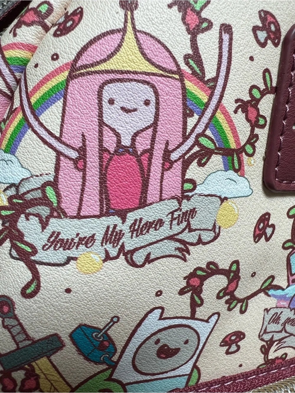 Loungefly Adventure Time Character Backpack Cream with Burgundy Trim